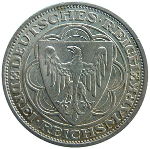munt, geld, herdenkingsmunt, Weimarrepubliek, Reichsmark, numismatiek, historische