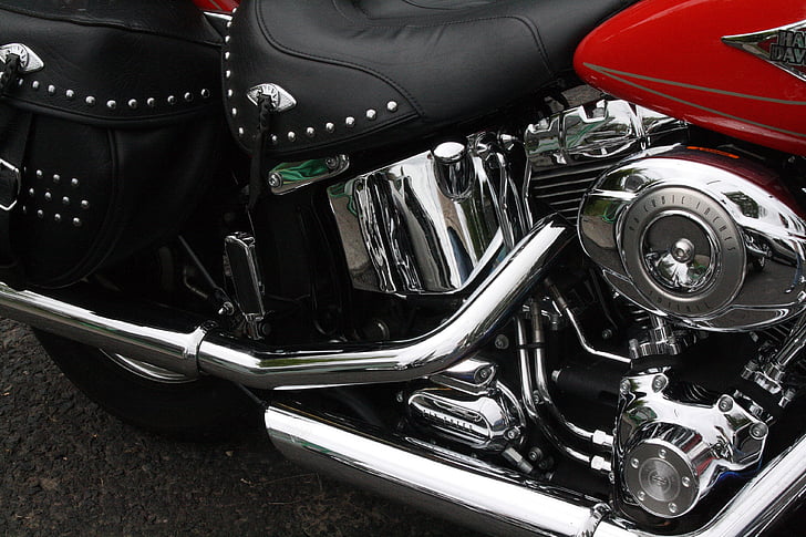 moto, Harley davidson, chrome brillant
