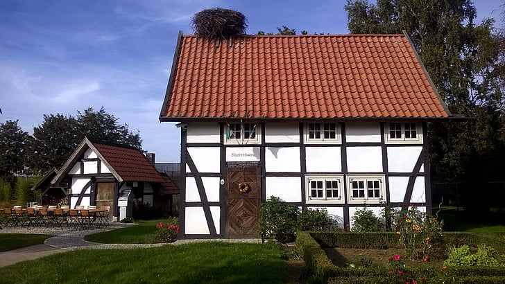 fachwerkhaus, historically, storchennest, building, house, built structure, architecture