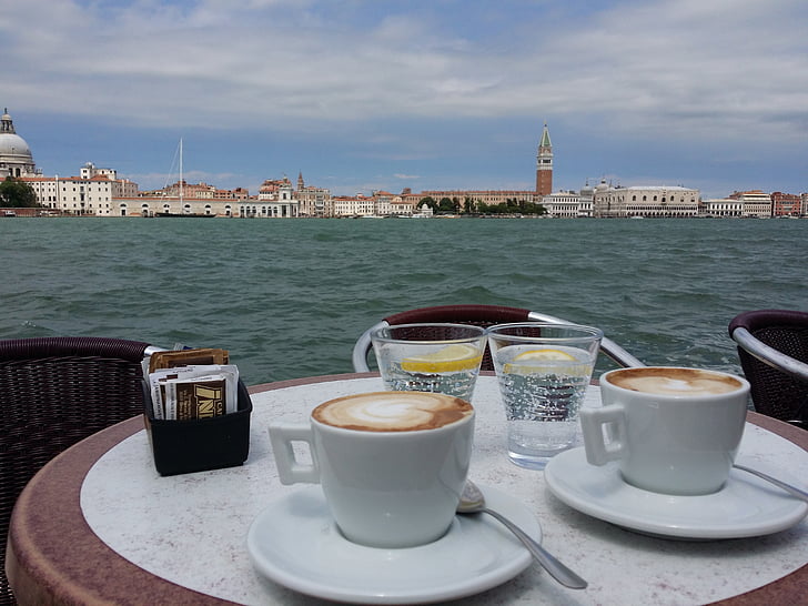 café, café, Veneza, aconchegante, Coffee-break, capuccino, bar