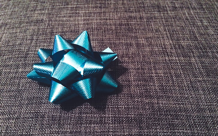 decoration, ribbon, gift, celebration, christmas, backgrounds, blue