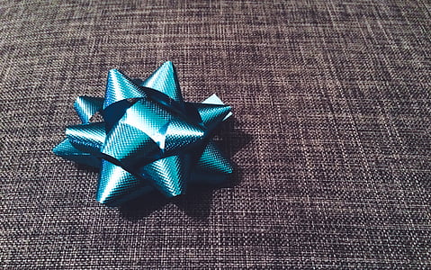 decoración, cinta, regalo, celebración, Navidad, fondos, azul