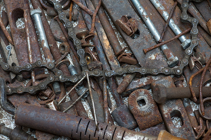 stainless, tools, screw, nails, old, background, old tools