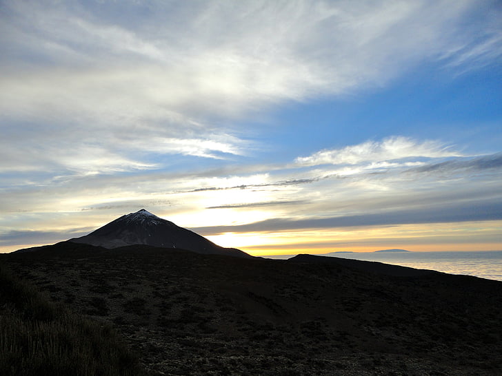 Teide, Teneriffa, solnedgång, landskap, Spanien, Mountain, naturen