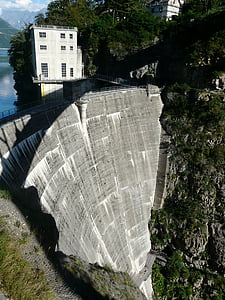 presa de, montaña, Alpes, agua, Lago, electricidad, central hidroeléctrica