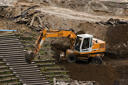 escavadeiras, trabalhos de construção, demolição