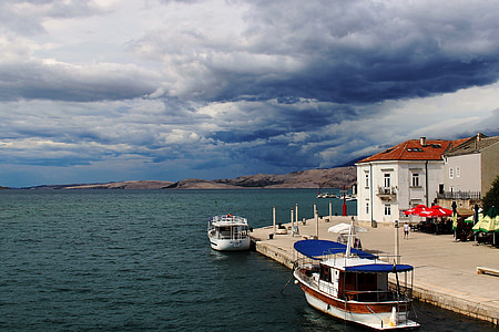 Hrvaška, nebo, pred nevihto, morje, oblačno, oblačnost, oblaki