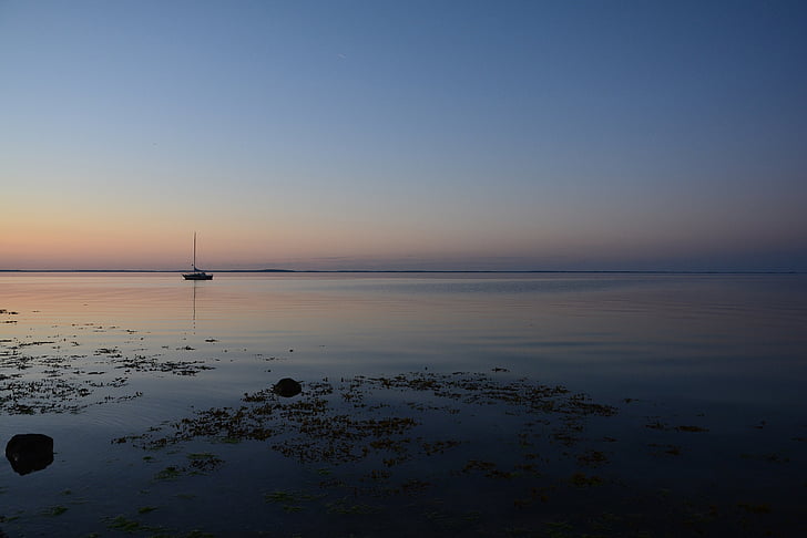 Mar Báltico, agua, mar, Costa, azul, barco de vela, reflexión