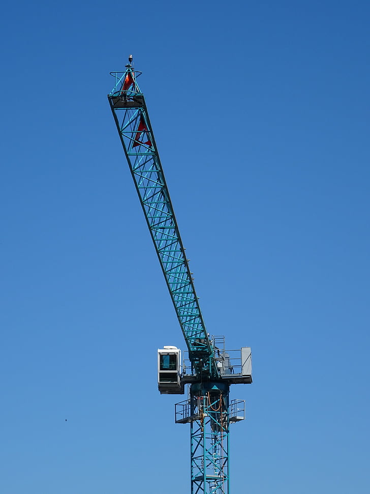 crane, technology, sky, blue, construction, build, baukran