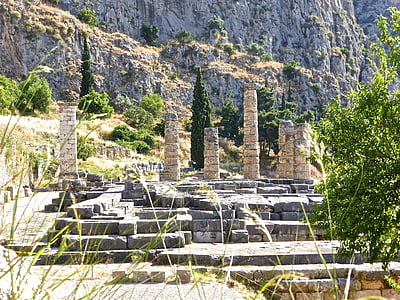 ruínas, colunas, Delphi, clássica, antiga, histórico, património