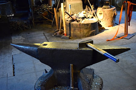 anvil, hammer, forge, craft, workshop, metal