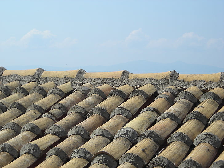 techo, azulejo de, Grecia, Corfú