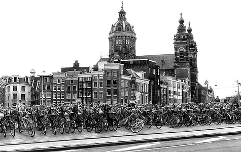 암스테르담, 자전거, 보기, 관광, 투어