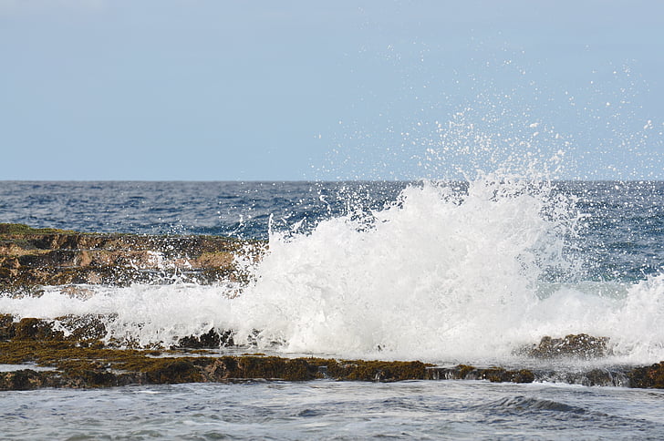 κύματα, βράχια, αφρώδες υλικό, νερό, στη θάλασσα
