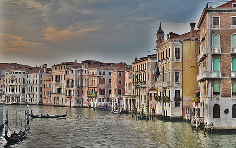 Venetië, Italië, huis, water, watertoren, kanaal, het platform