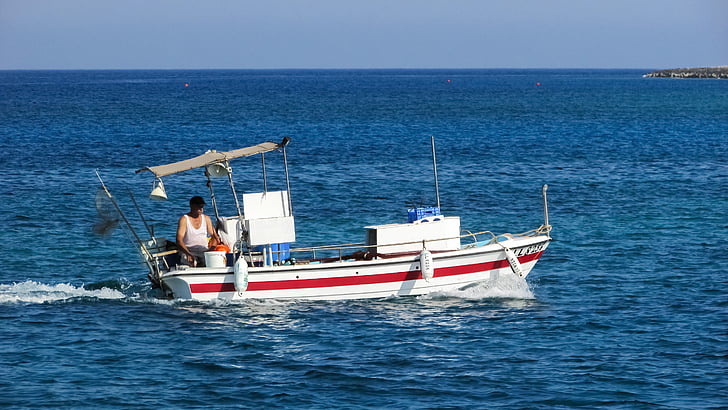 horgászcsónak, hagyományos, halászati, Halász, öreg, mediterrán, sziget