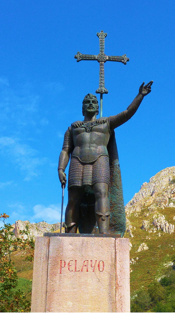 Asturias, Pelayo, statuen, ovadonga, Erobreren, kongen, Guerrero