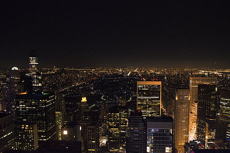 Будинки, ніч, Нью-Йорк, місто, Архітектура, Міські, міський пейзаж