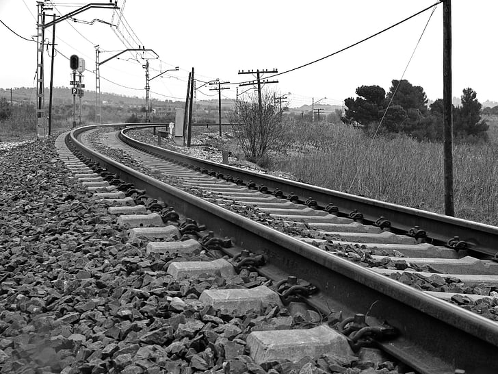 via, railway catenary, sills, railroad Track, transportation, steel, train