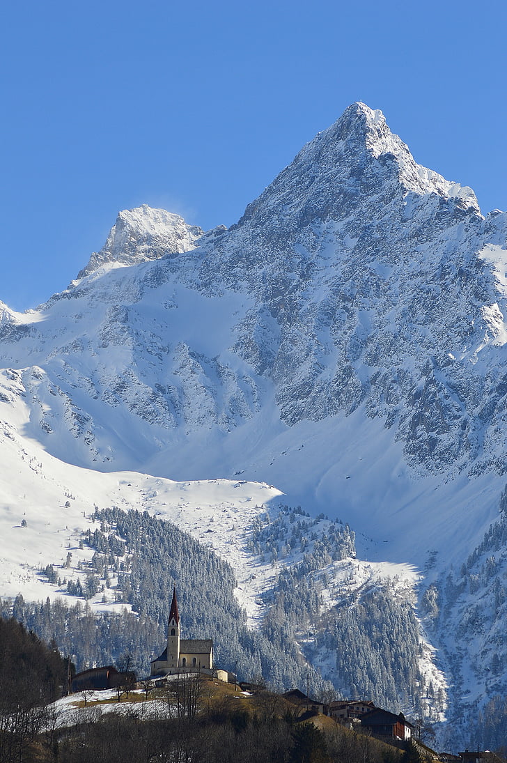 oetztal Alperna, Oetz, bergen, vinter, Ötztal-Alperna, Österrike, Panorama