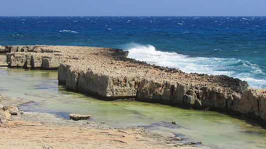 akmeņains krasts, jūra, krasta līnija, jūras krasts, Kipra, Ayia napa, pludmale