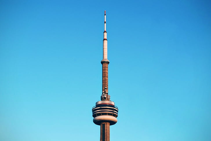 blue sky, building, canada, cn tower, downtown, high, outdoors