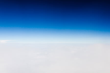 výše, letecký, vzduchu, atmosféra, pozadí, modrá, mraky