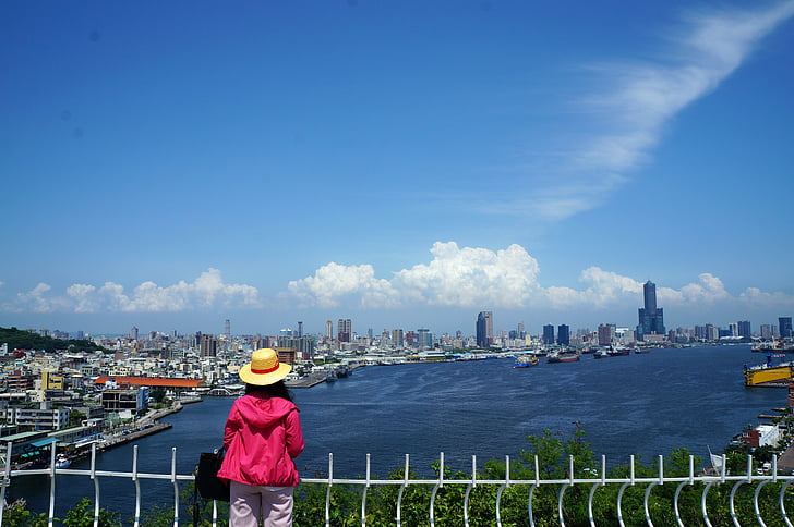 kikötő, Kaohsiung harbor, City view