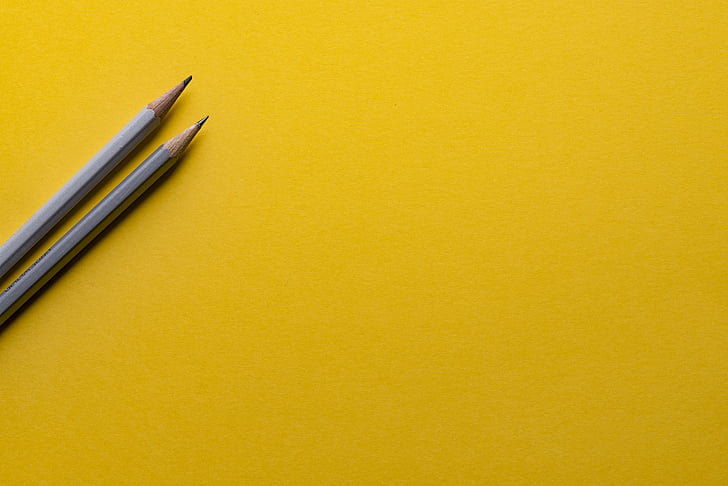 two, gray, pencils, yellow, business, drawing, writing