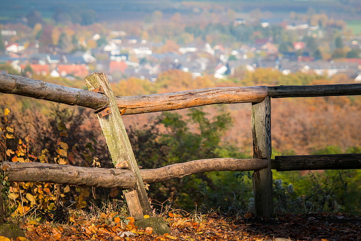 pagar, tumpukan, musim gugur, posting, pagar posting, desa, pagar kayu