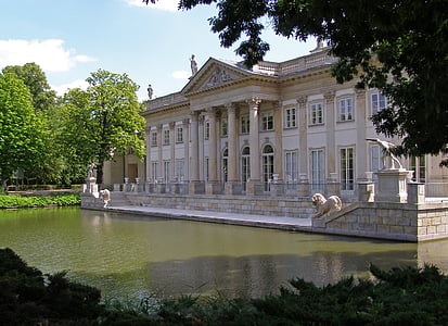 Varšuva, vonios kambariai, royal palace, parkas łazienkowski, Karališkosios vonios kambarys, Lenkija, tvenkinys