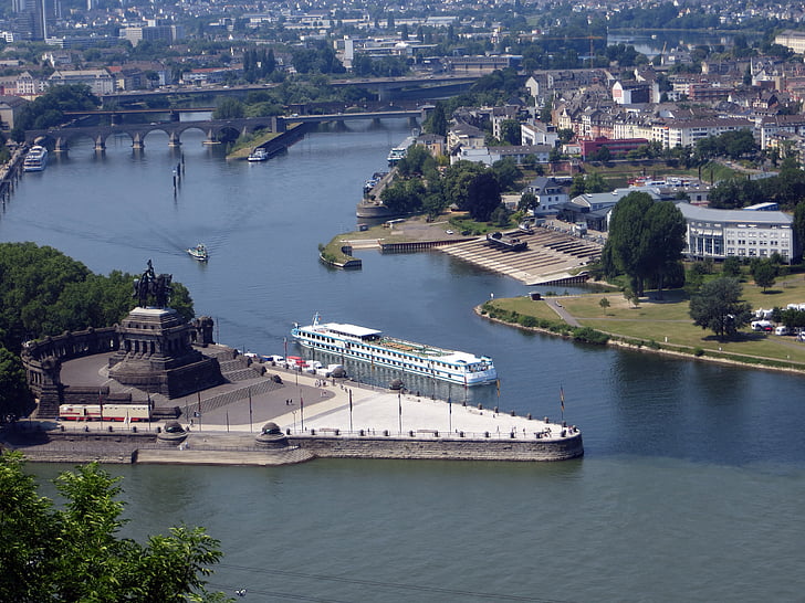 Koblenz, Njemački kutak, Mosel, Rajna, spomenik, Kaiser wilhelm spomenik, reper