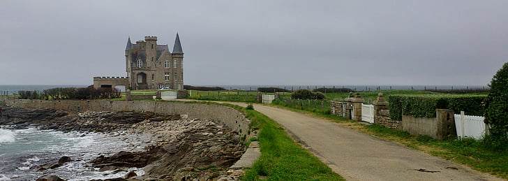 Quiberon, dorp, Bretagne, Frankrijk, Europa, Kasteel, aan zee