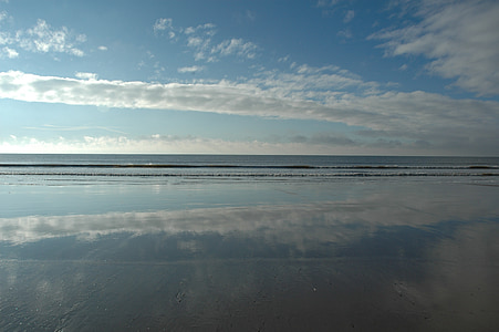 morje, Severno morje, Beach, vode, nebo, oblaki, Danska