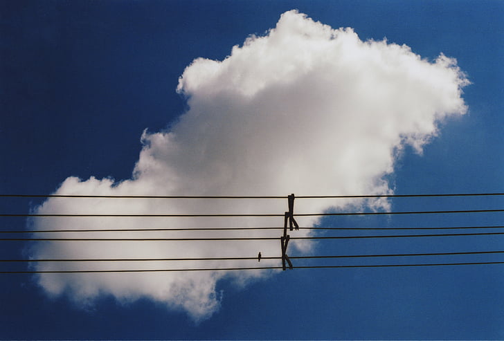 Chmura, drutu, niebo, niebieski, kabel, Technologia, sieci