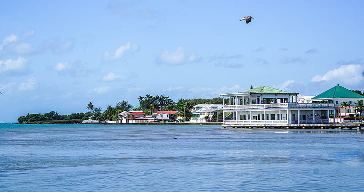 Belize city, port, architecture, Belize, eau, bleu, Sky