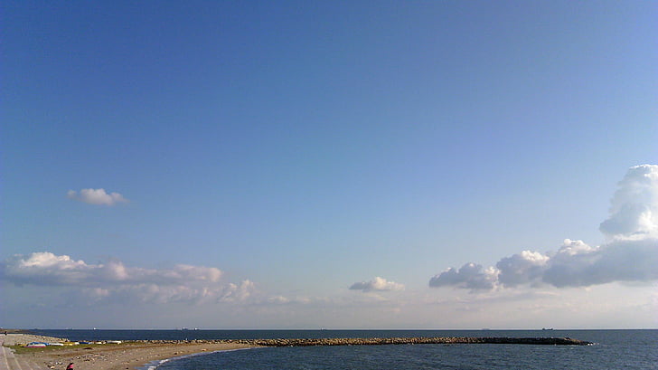 небо, пляж, Облако, мне?, Природа, Голубой, Береговая линия