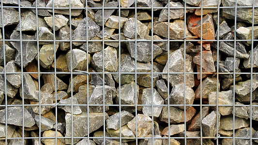 stones, gravel, wire, pattern, background, construction material, fence