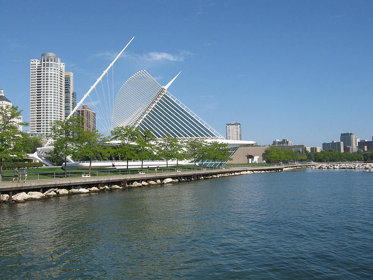 Milwaukee, Museum, Wisconsin, stad, het platform, gebouw, stadsgezicht