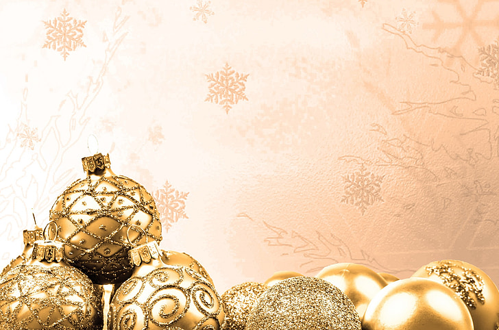 διακόσμηση, χρυσό, Χριστούγεννα του χρόνου, Χριστουγεννιάτικα baubel, Χριστουγεννιάτικη κάρτα, λευκό, λάμψη