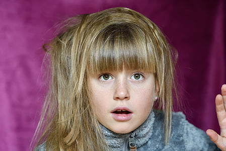child, girl, face, view, expression, cute, blond Hair