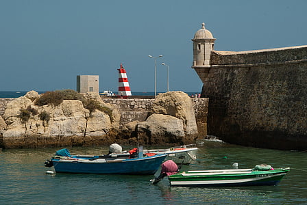 Portugal, Tavira, port, phare, bateaux, mer, bateau nautique