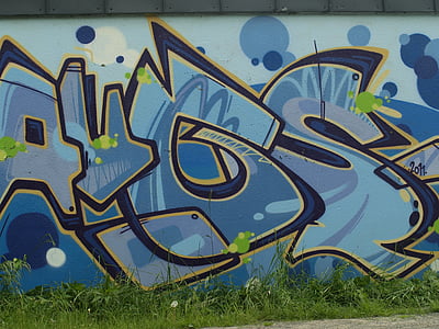 Grafitti, smidzinātājs, māksla, aerosols, fasāde, sienas, krāsotas