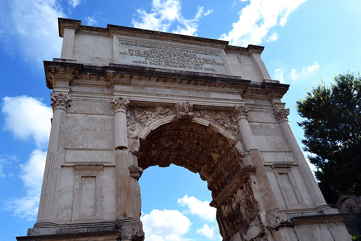 arch of titus, square, rome, sights, italy