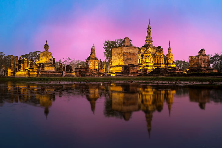 Phra nakhon si Ayutthaya –, starověké, Architektura, umění, Asie, Bangkok, Pěkné