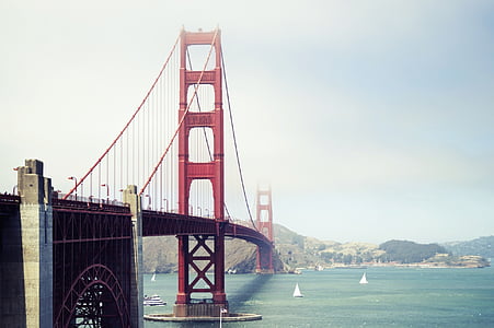 Golden, Tor, Brücke, Golden Gate Brücke, rot, Architektur, Wasser
