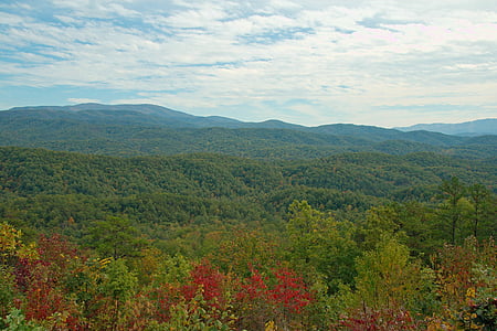 Tennessee, landskap, bergen, träd, fredliga, landsbygd, Sky