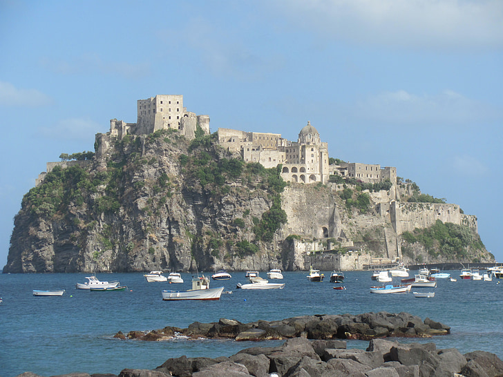 Isle, Ischia, Castle, laut, Pulau, Italia