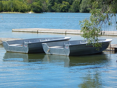 boats, lake, dock, water, summer, nature, calm