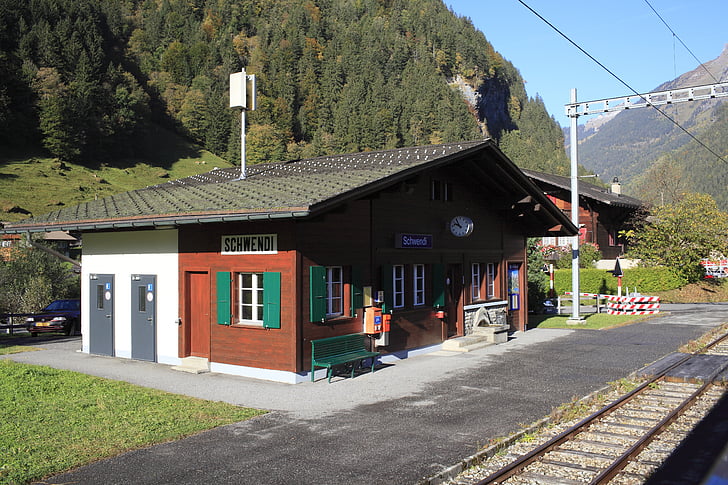 스위스, 산악 철도, 산, 기차 역, 트랙, 로컬 선, 여행
